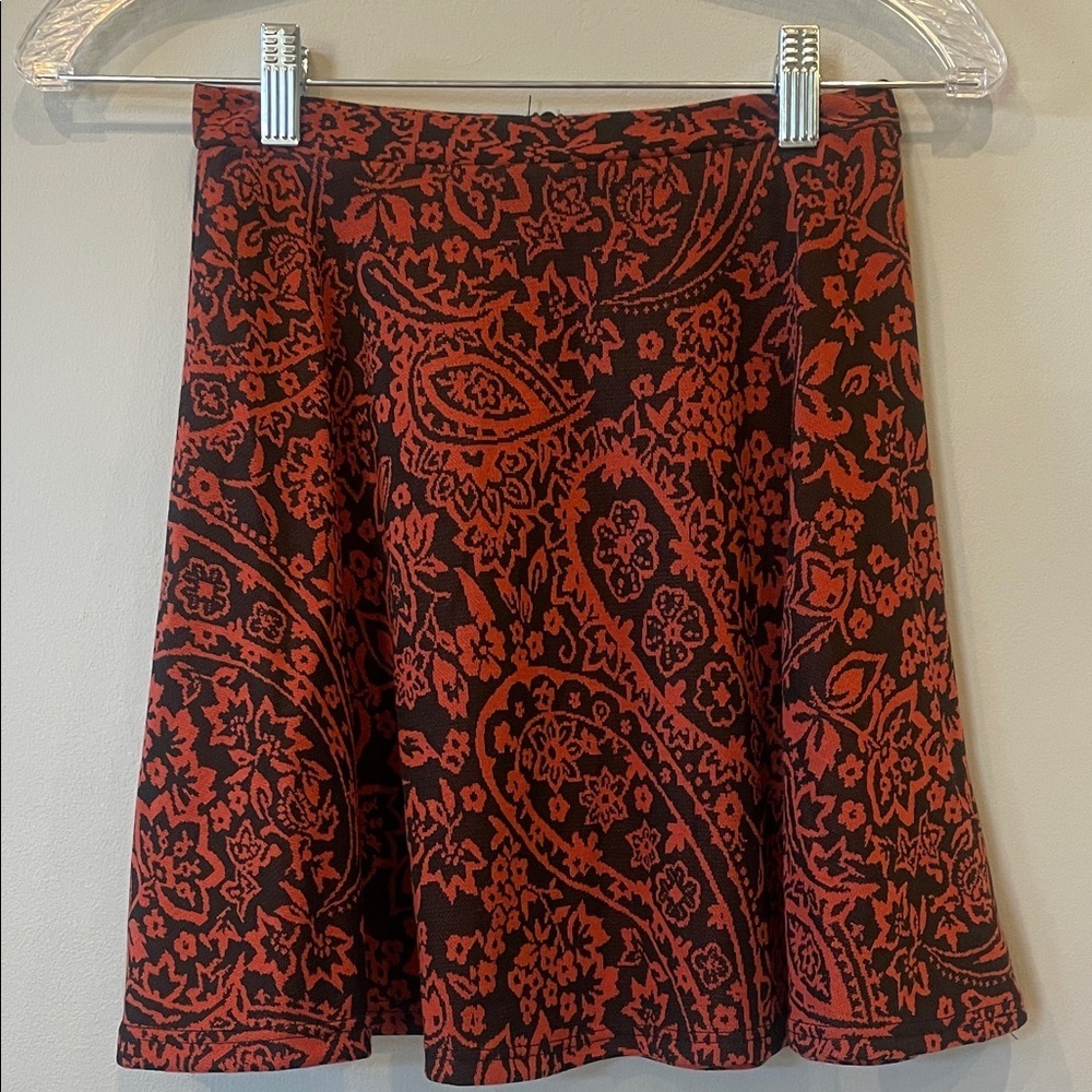Women’s rusty red Paisley A-Line Skirt - skater style